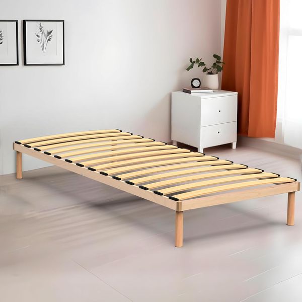 Kompaktes Bettgestell mit fest integriertem Lattenrost, stabiles Schlafmoebel fuer 70 x 200 cm Matratzen