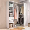 Geraeumiger weisser Kleiderschrank mit praktischem Stauraum, moderner Garderobenschrank 98 x 42 x 187 cm