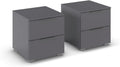 Zweier Set metallisch grauer Nachttische, kompakte Beistelltische mit Standardmassen 40 x 42 x 42 cm