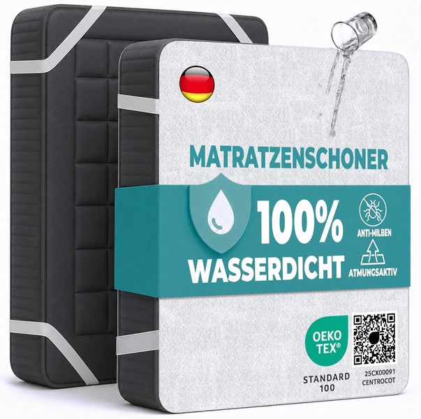 Zwei Stueck atmungsaktive antiallergische Baumwoll-Matratzenschoner, wasserdichte milbenfreie waschbare Schutzauflagen 160 x 200 cm