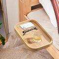 Holzfarbene klemmbare Bettablage, platzsparendes haengendes Organizer-Regal fuer Handy, Fernbedienung und Getraenke
