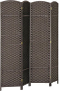 Vierteiliger brauner faltbarer Stoff-Raumteiler, praktischer Sichtschutz fuer flexible Raumgestaltung 160 x 170 cm
