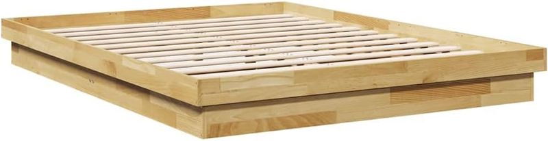 Eichenholz-Massivdoppelbett ohne Matratze, stabiler Holz-Bettrahmen fuer Schlafzimmer 150 x 200 cm