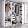 Grosser Kleiderschrank in Weiss-Eiche Kombination, hochwertiges Schlafzimmer-Garderobenmoebel 183 x 85 x 205 cm